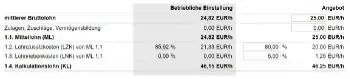 Screen Kalkulationslohn im Angebot in nextbau