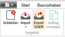 GAEB-Export Menü